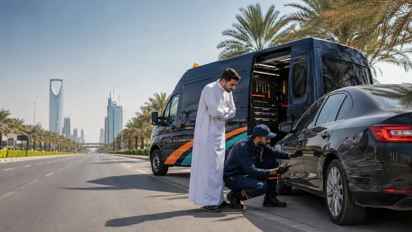 سمكرة سيارات ضمن خدمات ورشة متنقلة الرياض